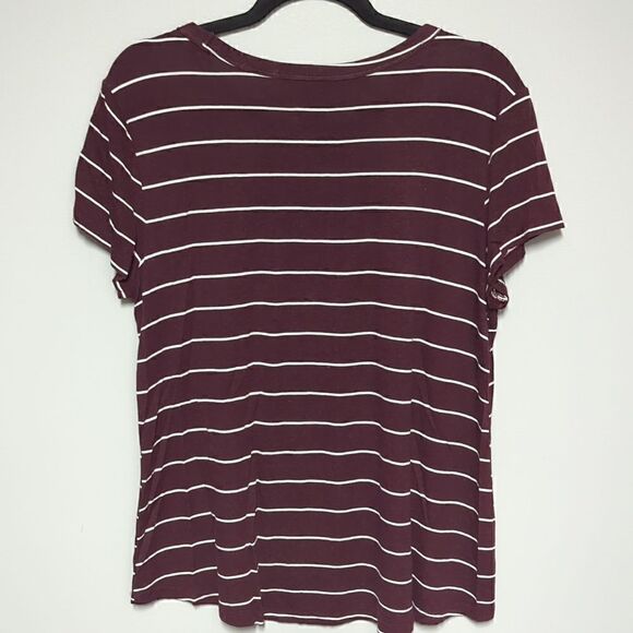 Maurices Purple and White Striped Short Sleeve Blouse - Picture 4 of 6